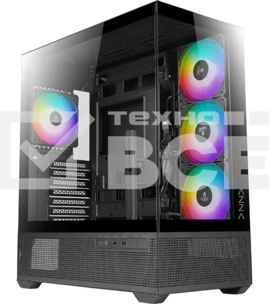 Компьютерный корпус Azza TIARA черный без БП ATX 4x120мм 2xUSB 3.0 1xUSB3.1 audio bott PSU