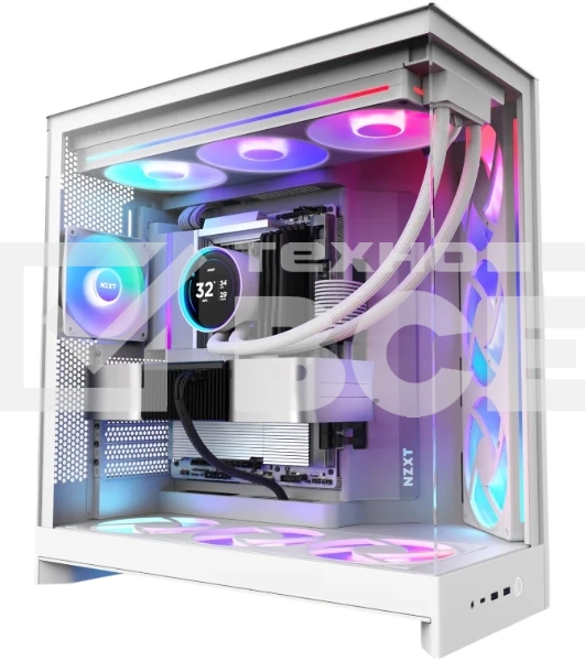 Компьютерный корпус без блока питания Case NZXT H9 Flow RGb+ (2025), Midi-Tower, TG, 6x140мм RGb + 1x120мм RGb, 2xUSB-A 3.2 + 1xUSB-C 3.2, E-ATX, ATX, mATX, mITX белый