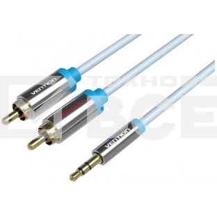 Кабель Vention аудио Jack 3,5 mm M/2RCA M - 3 м Черный