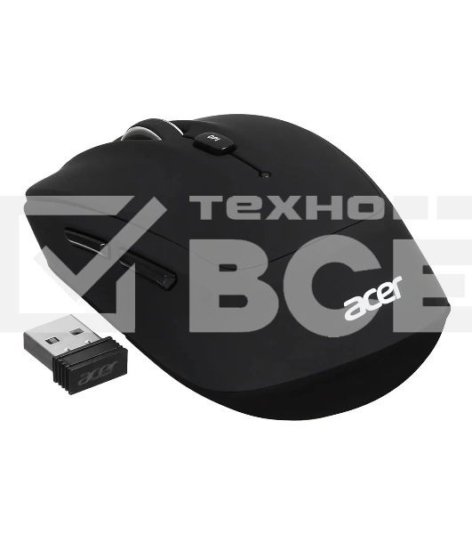Мышь беспроводная Acer OMR050 черный, 1600 dpi, радиоканал, Bluetooth, USB, кнопки - 6