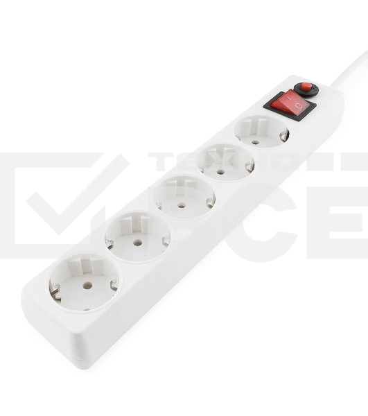Сетевой фильтр Гарнизон ECL-5-W-1.4, 5р, 10А, 1.4м, ур.защиты 4, белый, пакет