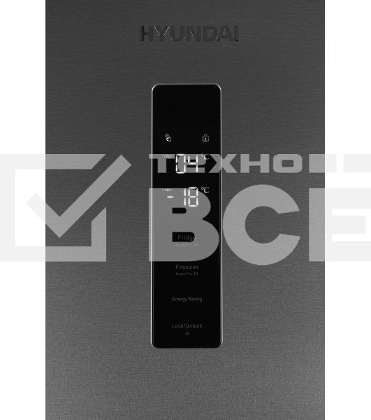 Холодильник Hyundai CC35083F нержавеющая сталь двухкамерный 240/95л морозилка снизу, No Frost