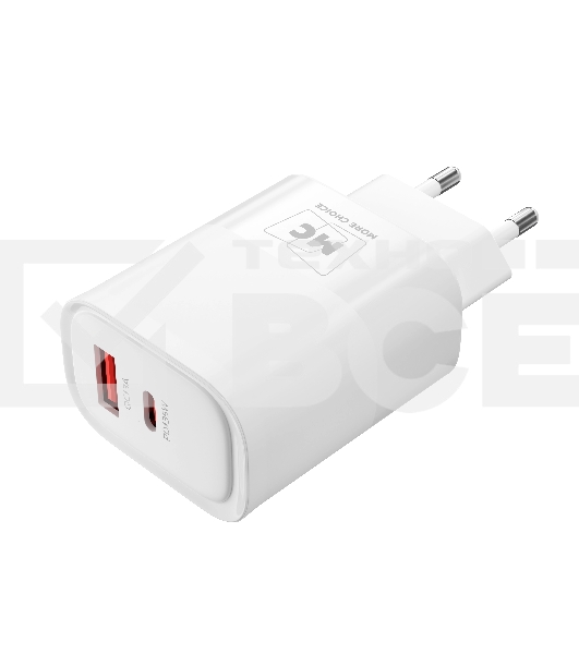 Сетевое зарядное устройство MORE CHOICE (4620202555595) NC82 1USB+1Type-C 3.0A PD 35W+QC3.0, белый
