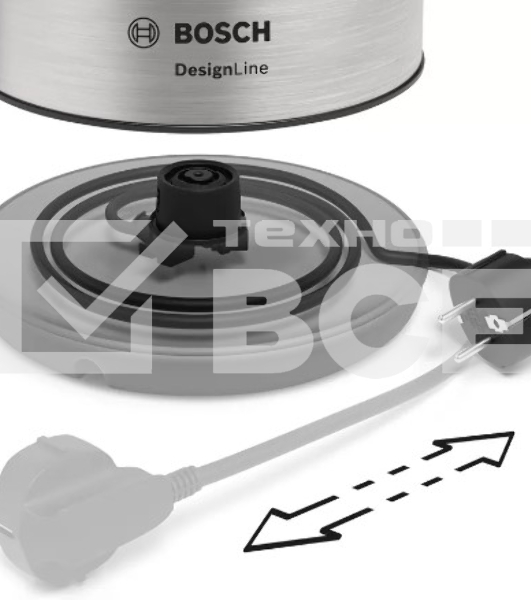 Чайник электрический Bosch TWK3P420 1.7 л, 2400 Вт, черный (корпус: нержавеющая сталь)