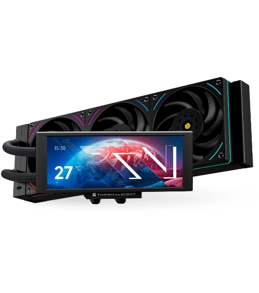 Водяное охлаждение для процессора Thermalright Trofeo Vision 360 (360mm, LED, Black, ARGB/Fans: 3x120mm, 69CFM, 27dBA, 2150RPM/Pump height 102mm, 6400RPM, Rad thickness 27mm/S: 1700, 1200, 1851, 115X, 2011, 2066, AM5, AM4)