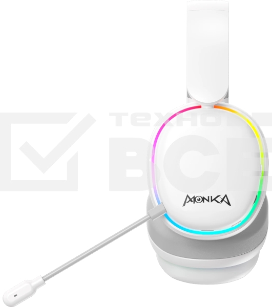 Гарнитура Marvo HG9070W Monka Echo RS белый, беспроводная + проводная, радиоканал, до 10 ч, подсветка, совместимость с PS5, Xbox