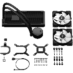 Система жидкостного охлаждения для ПК/Water Cooling System Fractal Design Lumen S24 V2 RGB (180W, 240mm, Black, ARGB/Fans: 2x120mm, 56CFM, 33.2dBA, 2000RPM/Pump height 67mm, 22dBA, 4000RPM, Rad thickness 27mm/S: 1851, 1700, 1200, 115X, 2011, 2066, AM5, AM4), фото3
