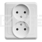 Розетка 2-м СП Этюд 16А IP20 без заземл. бел. SchE PC16-005B, фото2