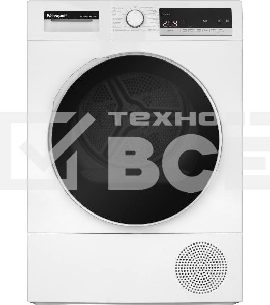Сушильная машина Weissgauff WD 5297 DS Heat Pump белый, 7 кг, сушка - тепловой насос, программ - 15, 59.6 x 84.5 x 52.5 см