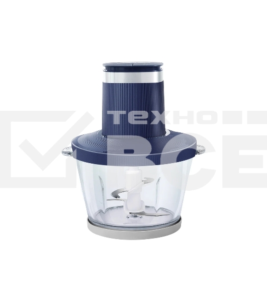 Чоппер Centek CT-1397 (синий) 600Вт 2 скорости, стеклянная чаша 2 л, 4 лезвия, резиновое основание