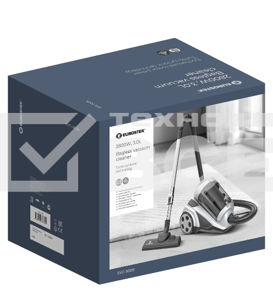 Пылесос Eurostek EVC-3009 белый, 420/2800 Вт, уборка сухая, пылесборник контейнер 3 л