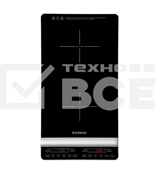 Плитка электрическая индукционного типа с двумя конфорками ENDEVER Skyline IP-67, черный, мощность 1800 Вт+1300 Вт, диаметр посуды 12-26 см, 2 шт/уп