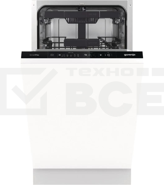 Встраиваемая посудомоечная машина Gorenje GV561D10, узкая, ширина 44.8см, полновстраиваемая, загрузка 11 комплектов