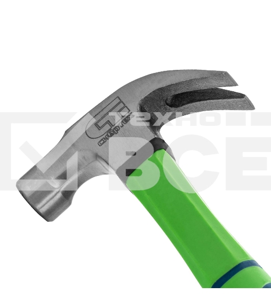 Молоток-гвоздодер Сибртех 450 г, с магнитом, фибергласовая обрезиненная рукоятка