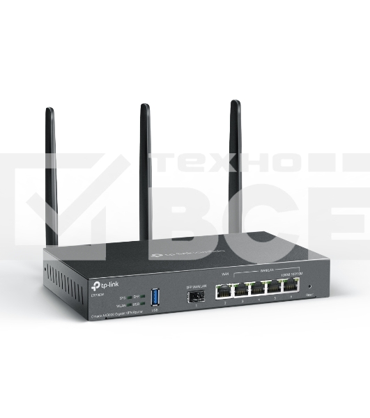 VPN-маршрутизатор TP-Link ER706W Omada с гигабитными портами и поддержкой Wi-Fi AX3000, 1 гиг. SFP WAN/LAN, 1 гиг. RJ45 WAN, 4 гиг. RJ45 WAN/LAN, USB 3.0, до 574 М/с на 2,4 ГГц + до 2402 М/с