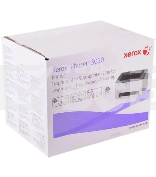 Принтер лазерный Xerox Phaser 3020 (P3020BI#), A4, ч/б, печ. до 20 стр/мин., 1200 x 1200 dpi, USB, Wi-Fi
