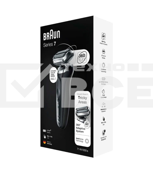 Бритва сетчатая Braun Series 7 71-N1000S реж.эл.:3 питан.:аккум. черный