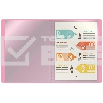 Папка с 20 прозр.вклад. Бюрократ Pastel PAST20PINK A4 пластик 0.5мм торц.карм с бум. встав розовый, фото2