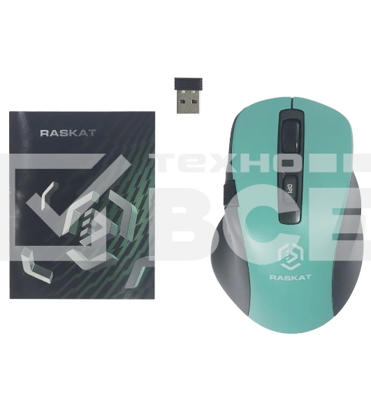 Мышь беспроводная Raskat M020W зеленый/черный, 2400 dpi, радиоканал, Bluetooth, USB, кнопки - 7