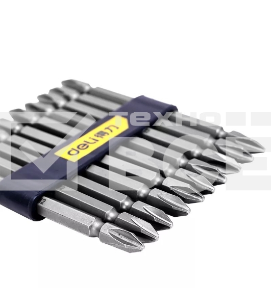 Набор двухсторонних бит 10 шт Deli DL6903 PH2x110мм, сталь S2 с твердостью 58-60HRC, пласт.кейс