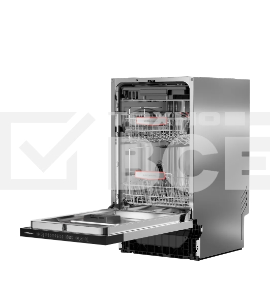 Встраиваемая посудомоечная машина Kuppersberg GHL 4530, High-Tech, 45 см, 11 комплектов, 8 программ, 3 корзины, лифт-механизм, конденсационная сушка, луч на полу, полная защита от протечек, индикатор отсутствия соли и ополаскивателя, отображение времени м