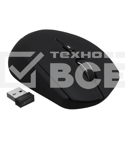 Мышь беспроводная Acer OMR050 черный, 1600 dpi, радиоканал, Bluetooth, USB, кнопки - 6