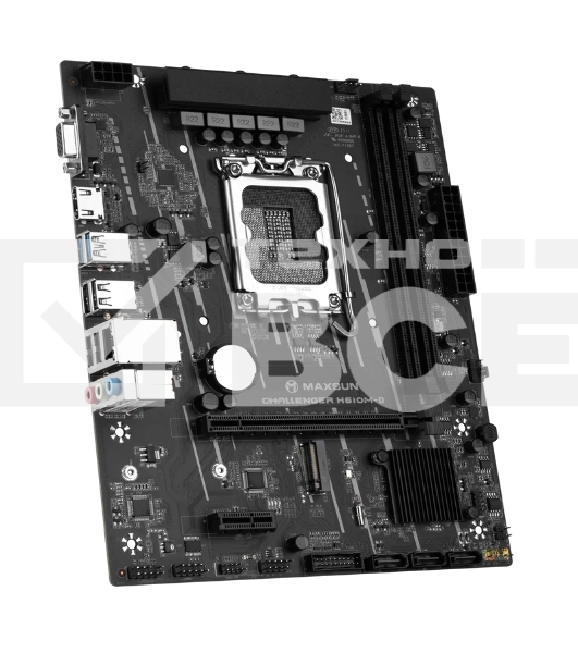 Материнская плата Maxsun MS-Challenger H610M-D, LGA 1700, Intel H610, 2xDDR4, 3xSATA, 1xM.2, 1xPCIe 4.0 x16, 1xPCIe x1, 1xHDMI, 1xVGA, 1x 1Gb LAN, 2xUSB 3.2 Gen 1, 4xUSB 2.0, 3x3.5 мм, 5.1, mATX