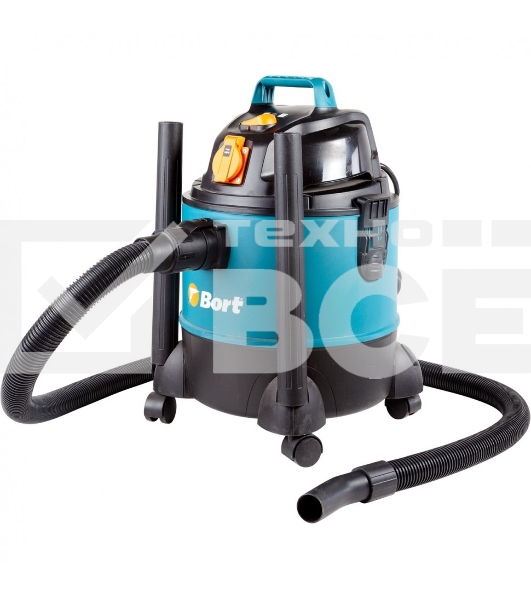 Строительный пылесос Bort BSS-1220-Pro синий, 250/1250 Вт, уборка сухая/влажная, пылесборник контейнер, 20 л