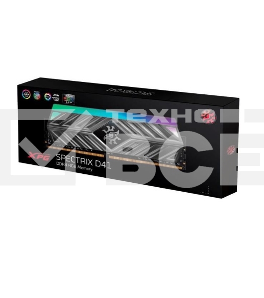 Оперативная память XPG Spectrix D41 RGB, DDR4, 16GB (1x16GB), 3600MHz, CL18, с радиаторами, серый, RGB