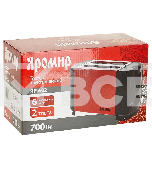 Тостер ЯРОМИР ЯР-602 красный с черным