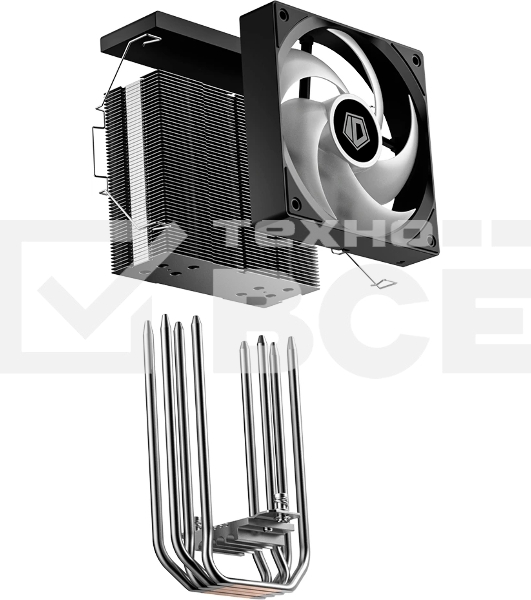 Кулер для процессора ID-COOLING SE-214-XT V2 LGA1851/1700/1200/115X/AM5/AM4 (16шт/кор, TDP 200W, PWM, 4 тепл.трубки прямого контакта, FAN 120мм, Random Spectrum Lighting) RET