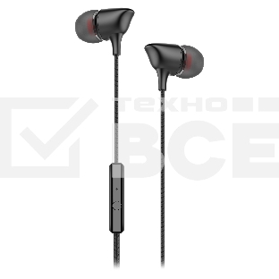 Наушники-гарнитура OLMIO Joy 3.5мм, черные, с микрофоном и кнопкой ответа