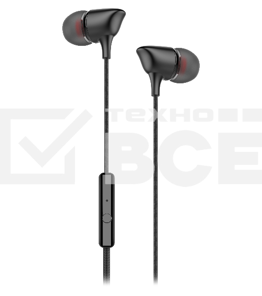 Наушники-гарнитура OLMIO Joy 3.5мм, черные, с микрофоном и кнопкой ответа