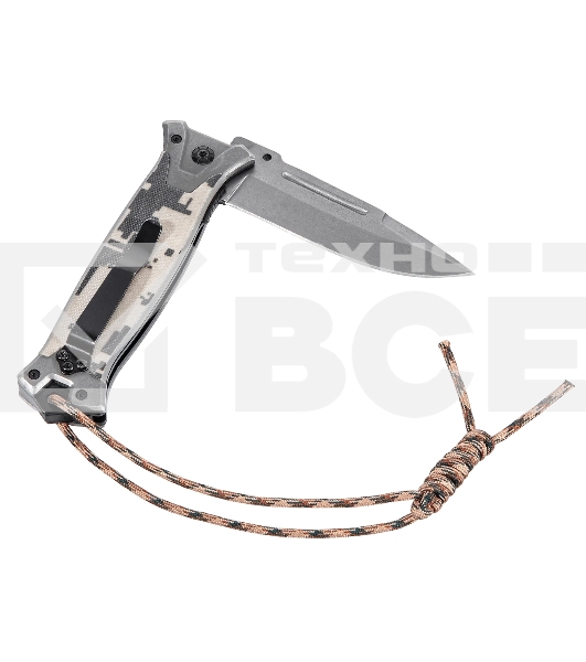 Нож складной Denzel, многоцелевой, системы Liner-Lock, с накладкой G10 на прямой рук-ке+стеклобой 79208