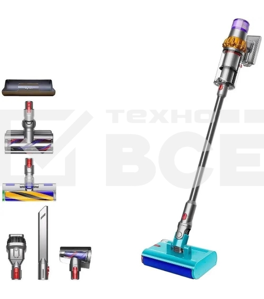 Пылесос вертикальный Dyson V15s Detect Submarine (448798-01) серый, питание от аккумулятора, 240 Вт, уборка влажная/сухая, пылесборник 0,76 л, работа от АКБ max 60 мин.