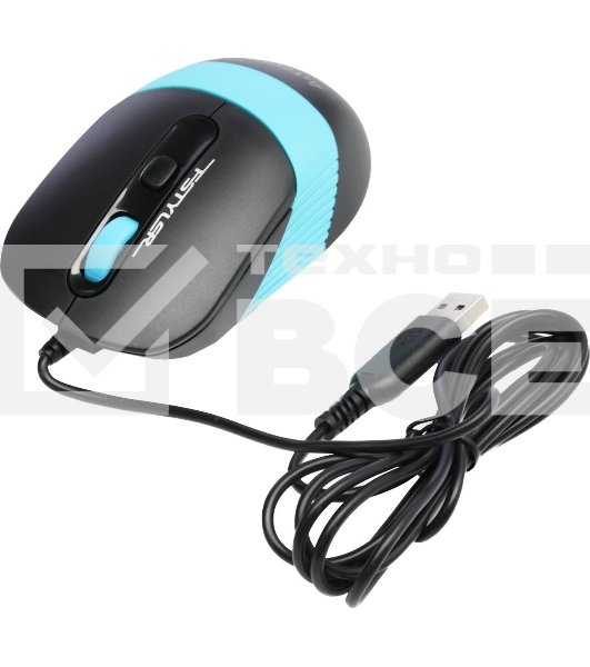 Мышь проводная A4Tech Fstyler FM10 черный/синий, 1600 dpi, USB, кнопки - 4