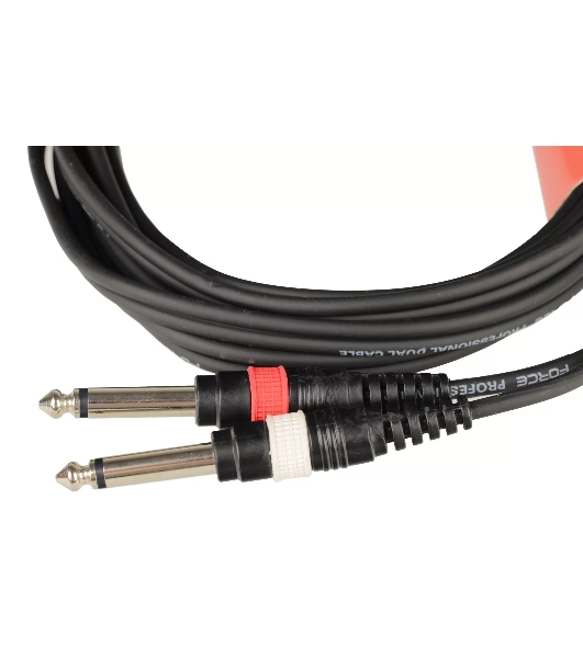 Кабель аудио FORCE FLC-38/31/8' TRS mini Jack - 2x1/4' TS Jack, стерео, используется для подключения смартфона к микшеру и аудио интерфейсу, диаметр 4,8 мм, длина 3 м