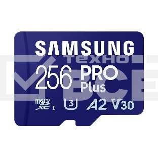 Флеш карта microSDXC 256GB Samsung PRO Plus Class 10, A2, V30, UHS-I (U3), W 130 МБ/с, R 180 МБ/с, MB-MD256SA/KR адаптер на SD