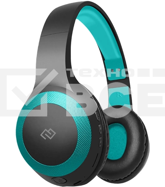 Гарнитура накладные Digma BT-15 черный/голубой беспроводные bluetooth оголовье