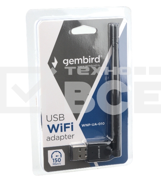 Сетевой адаптер WiFi Gembird 150 Мбит, USB, 802.11b/g/n