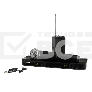 Микрофонная система SHURE BLX1288E/W85-M17 беспроводная, двухканальная, с петличным микрофоном WL185 и ручным передатчиком SM58, частота UHF 662-686 МГц