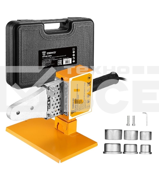 Аппарат для сварки полипропиленовых труб с металлической станиной DEKO RPPWM1600W в пластиковом кейсе, 3 насадки (20-32