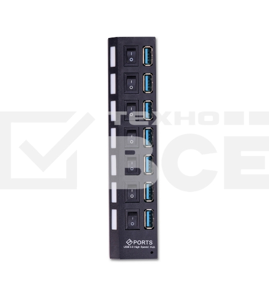 USB-хаб Smartbuy (SBHA-7307-B) USB 3.0 хаб + выкл., 7 портов, черный