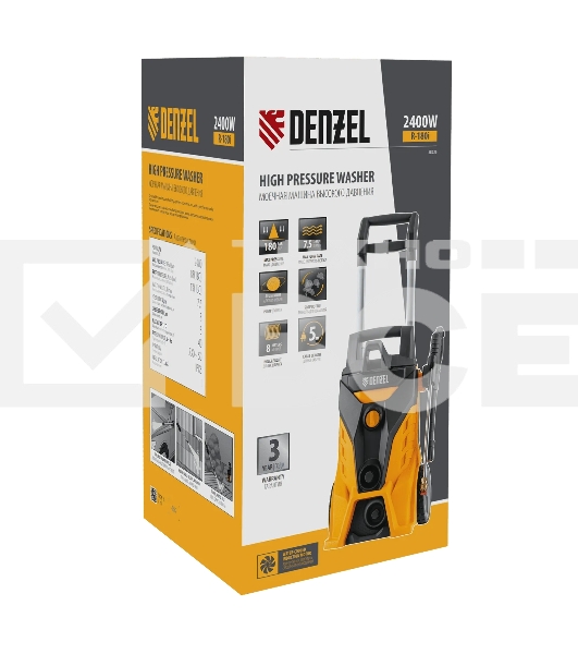 Моечная машина высокого давления Denzel R-180i 2400 Вт, 180 бар, 7,5 л/мин, асинх. двиг.
