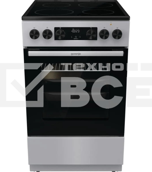Плита электрическая Gorenje GEC5C41SG серый, конфорок 4 электрических, духовка 70 л, 50 см x 85 см x 59.4 см (без крышки)