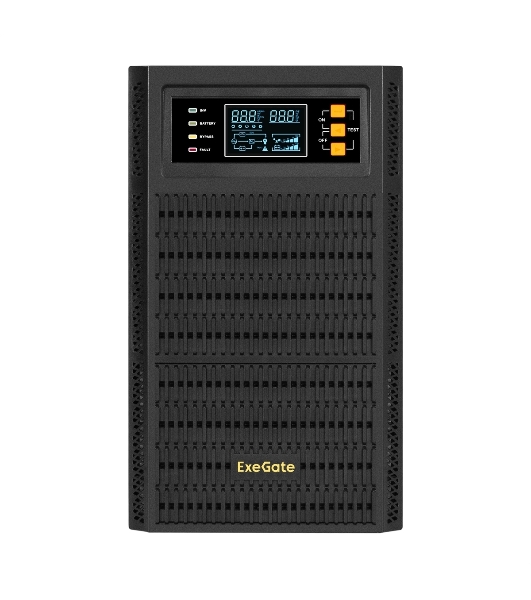 Источник бесперебойного питания On-line ExeGate PowerExpert TL-3000.72V.LCD.AVR.3SH.USB.RS232.SNMP 3000VA/3000W, On-Line, PF=1, LCD, 3*Schuko, RS232, USB, SNMP-slot, встроенные батареи 12V 7.2Ah - 6шт, возможность подключения до 4 внешних батарейных блоков 72В, Tower, металлический корпус, черный