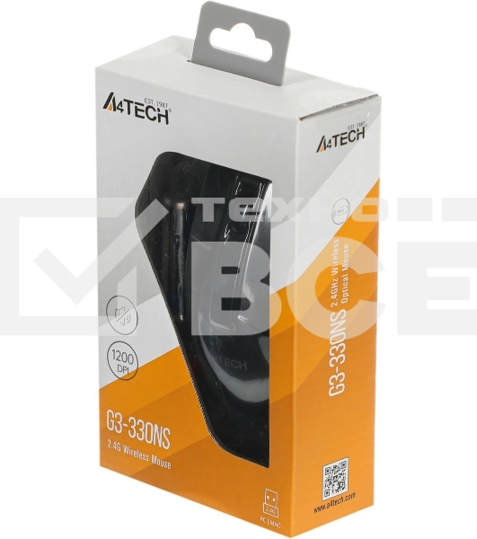Мышь беспроводная A4Tech G3-330NS черный, 1200 dpi, радиоканал, USB, кнопки - 3