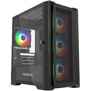 Компьютерный корпус Powercase Alisio Micro X4B V2, Tempered Glass, 4х 120мм ARGb fans, ARGb HUB, черный, mATX (CAMCXB-A4)