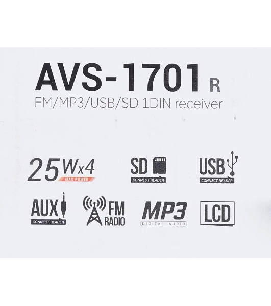 Автомагнитола ACV AVS-1701R, 1 DIN, USB Type-A, AUX