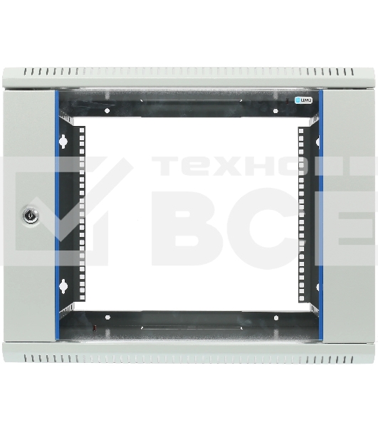 Шкаф настенный ЦМО ШРН-Э-9.650 9U 600x650мм пер.дв.стекл несъемные бок.пан. серый